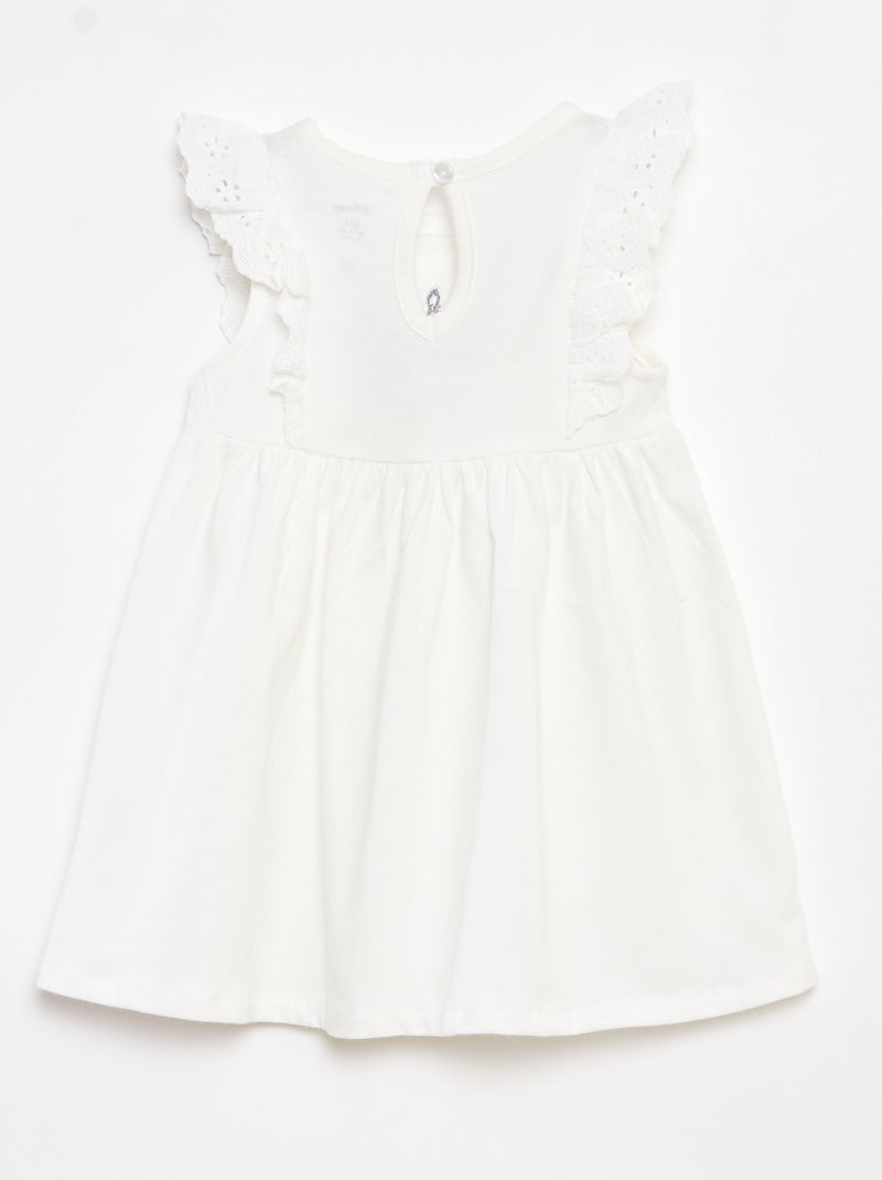 Vestido com bordado inglês 'Disney' BRANCO - Kiabi