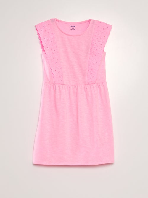 Vestido com bordado inglês - Kiabi