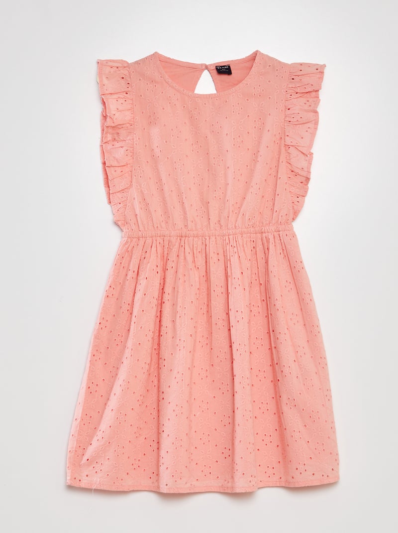 Vestido com bordado inglês ROSA - Kiabi