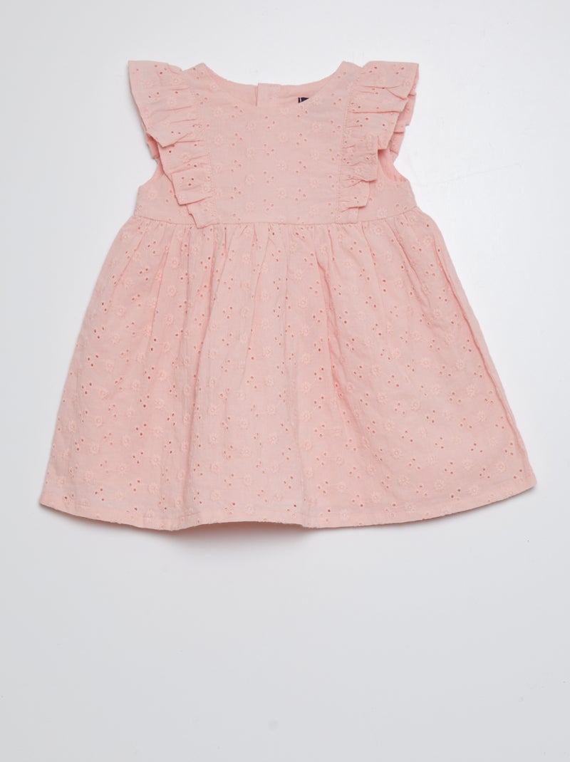 Vestido com bordado inglês ROSA - Kiabi