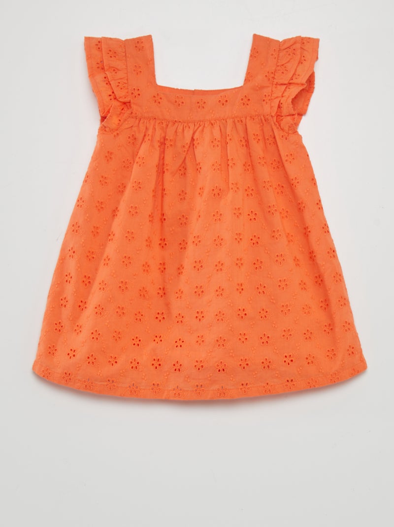 Vestido com bordado inglês ROSA - Kiabi
