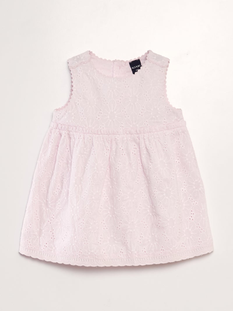 Vestido com bordado inglês ROSA - Kiabi