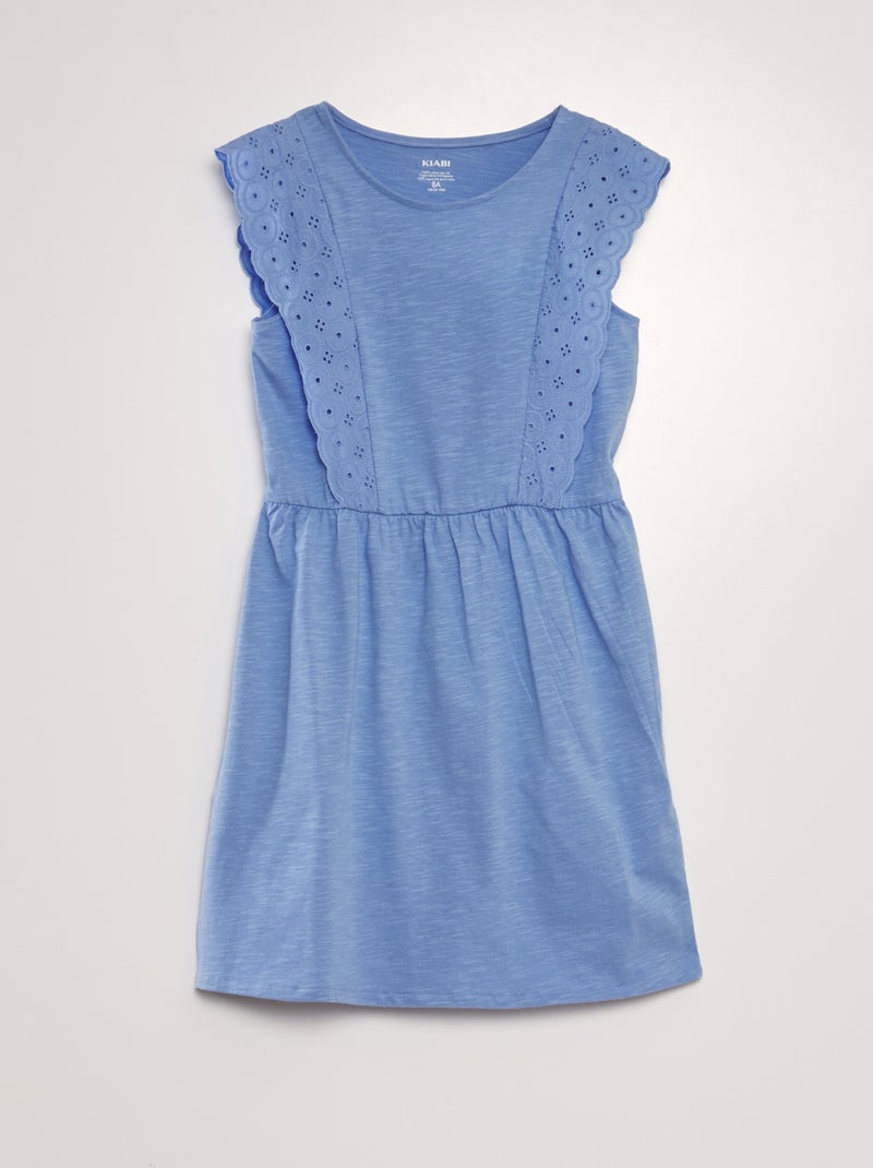 Vestido com bordado inglês Violeta - Kiabi
