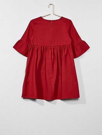 Menina 3-12 anos - Vestido com bordados 'abelhas' - Kiabi