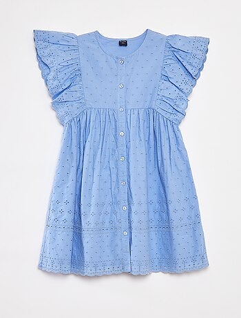 Vestido com bordados all over e folhos nas cavas