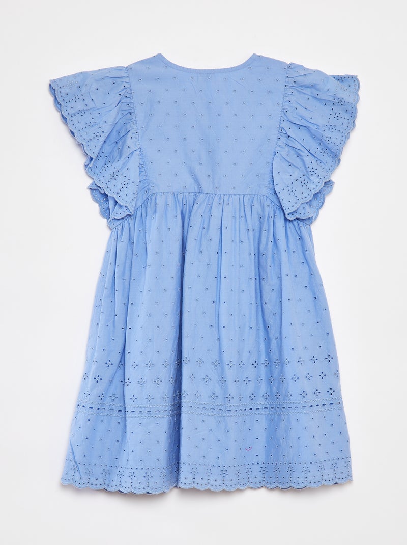 Vestido com bordados all over e folhos nas cavas AZUL - Kiabi