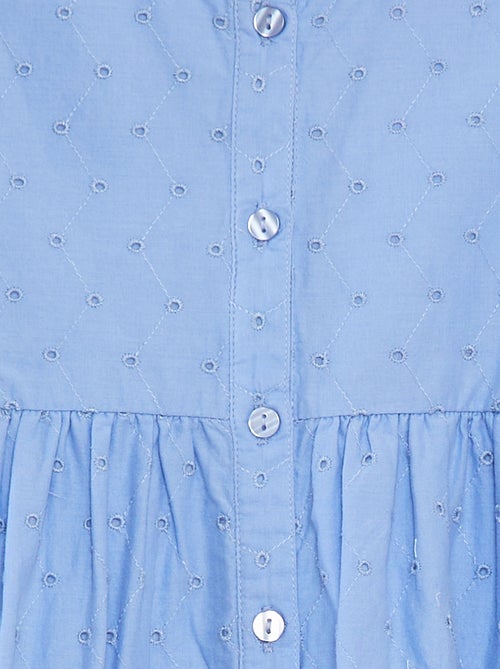 Vestido com bordados all over e folhos nas cavas - Kiabi