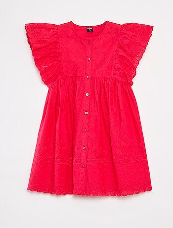 Vestido com bordados all over e folhos nas cavas