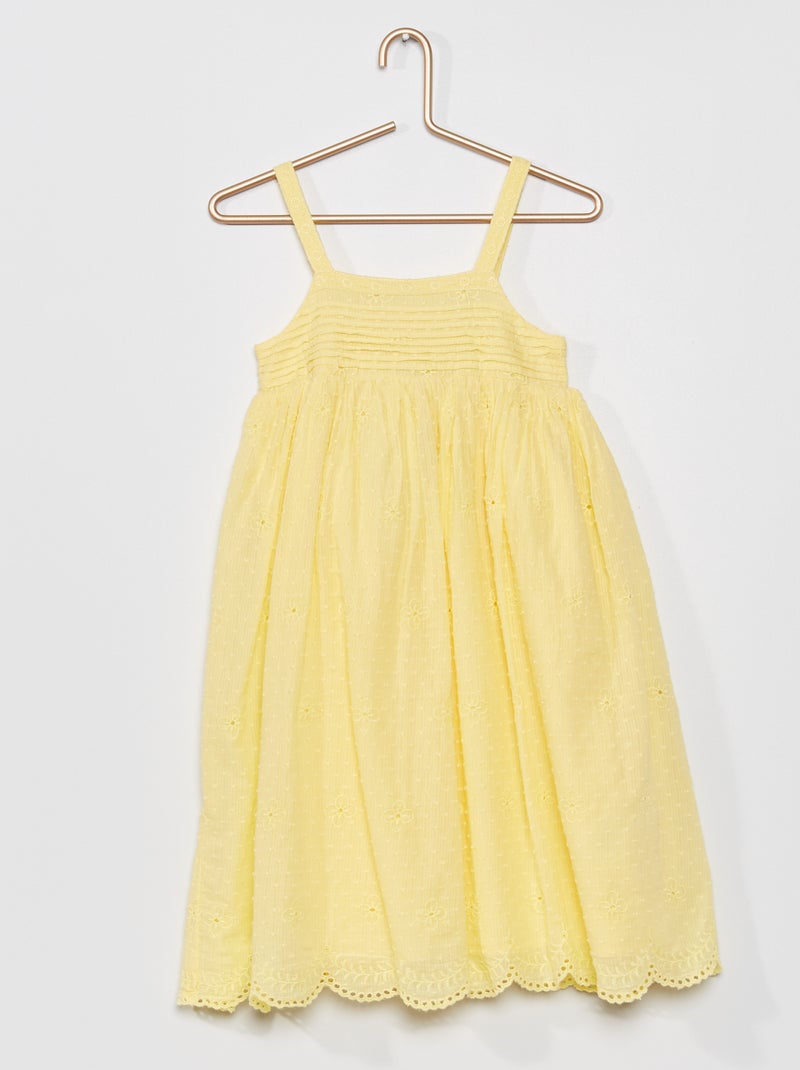 Vestido com bordados AMARELO - Kiabi