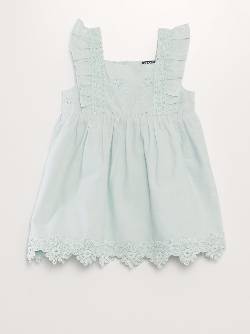 Vestido com bordados Azul - Kiabi