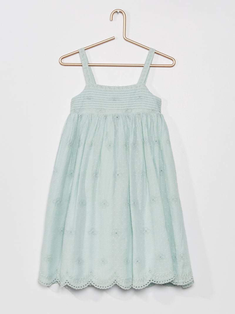 Vestido com bordados Azul - Kiabi