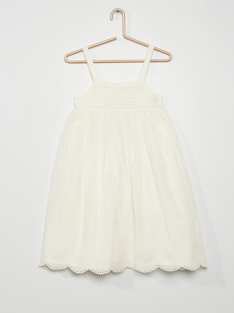 Vestido com bordados Branco - Kiabi