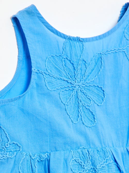 Vestido com bordados de flores - Kiabi