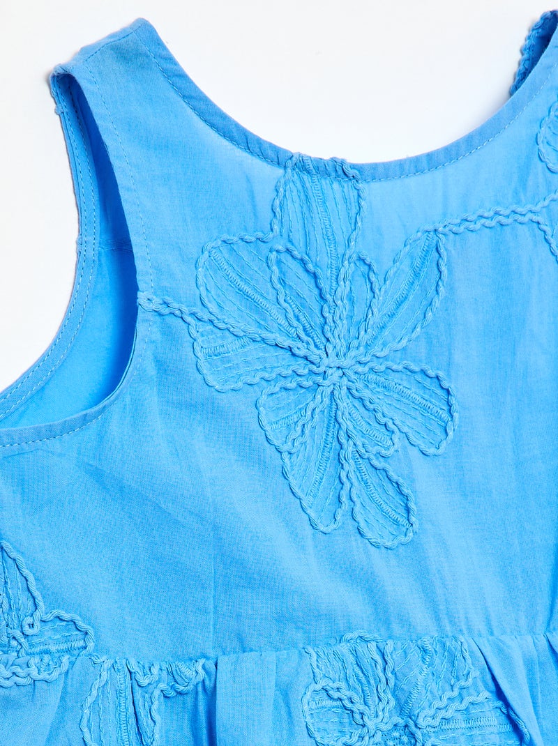 Vestido com bordados de flores Azul - Kiabi