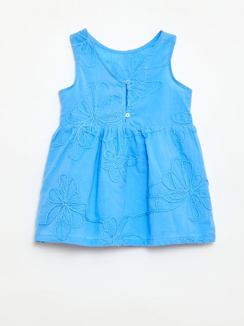 Vestido com bordados de flores - Kiabi