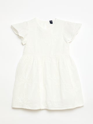Vestido com bordados de flores fantasia