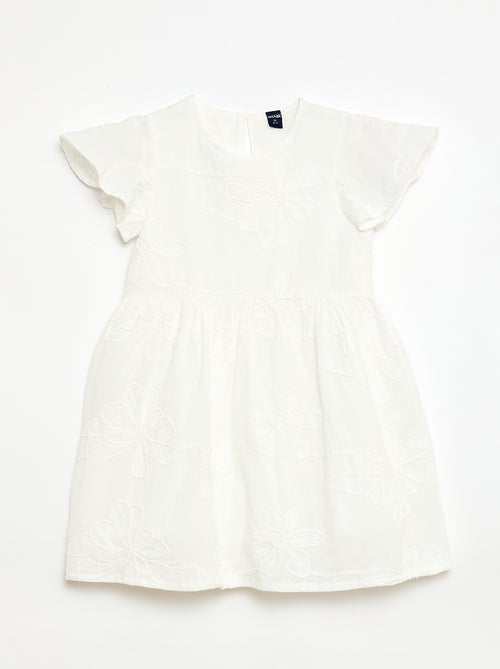 Vestido com bordados de flores fantasia - Kiabi