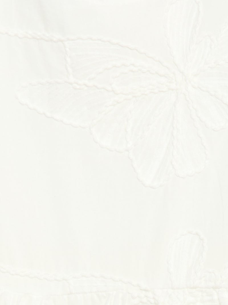 Vestido com bordados de flores fantasia Branco - Kiabi