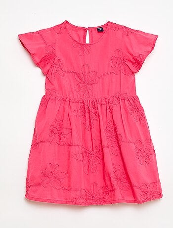 Vestido com bordados de flores fantasia