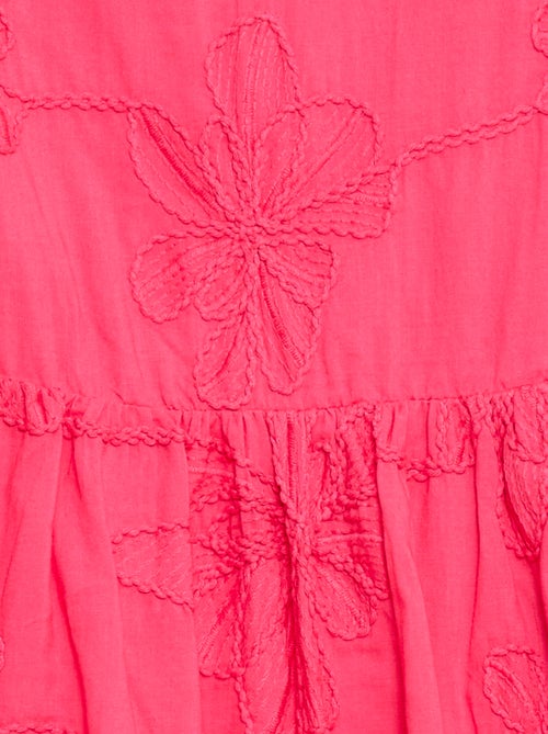 Vestido com bordados de flores fantasia - Kiabi