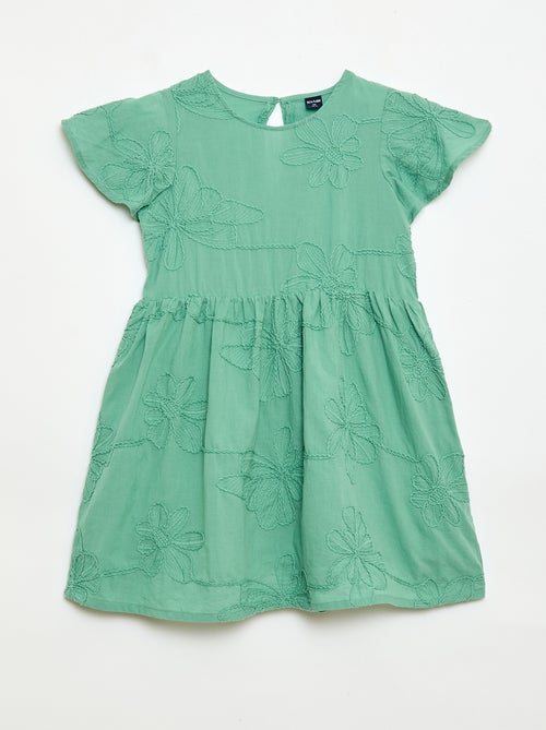 Vestido com bordados de flores fantasia - Kiabi