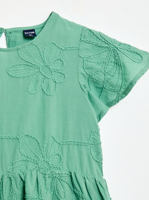 Vestido com bordados de flores fantasia - Kiabi