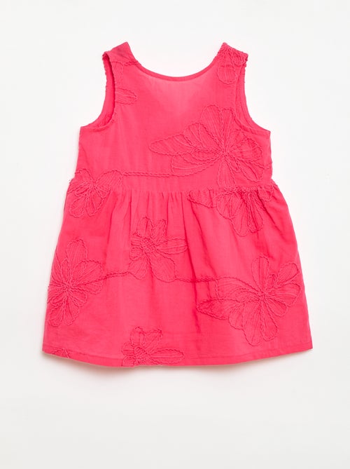 Vestido com bordados de flores - Kiabi