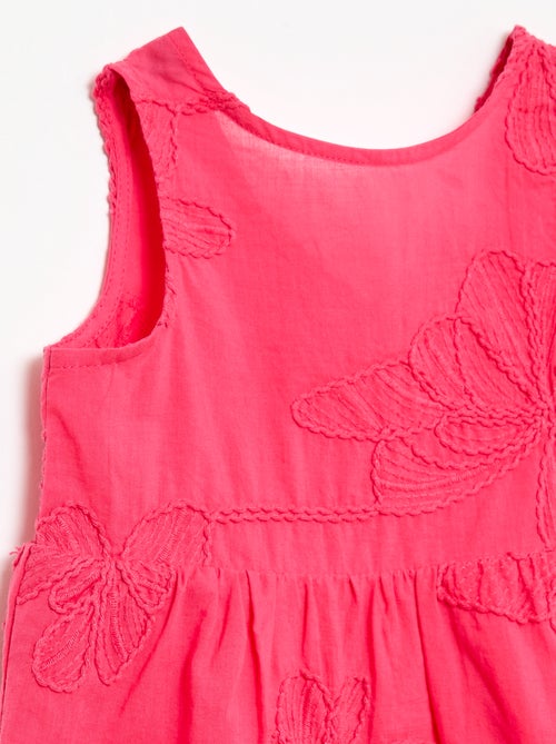 Vestido com bordados de flores - Kiabi