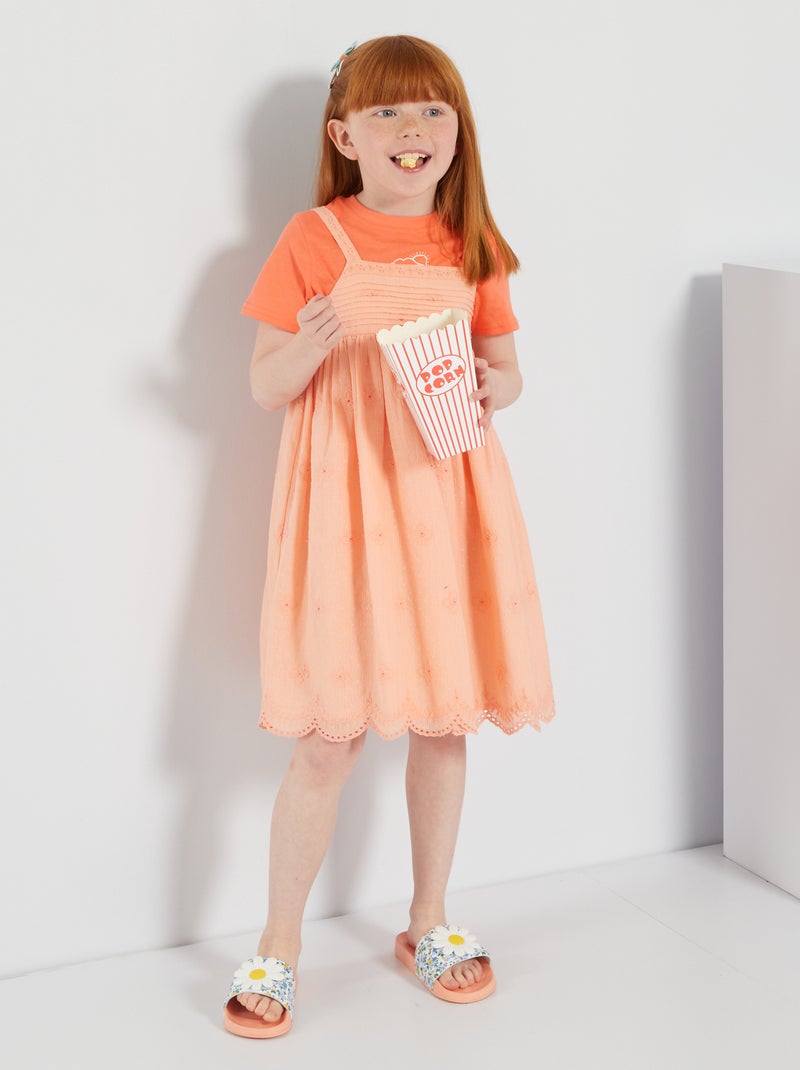 Vestido com bordados LARANJA - Kiabi