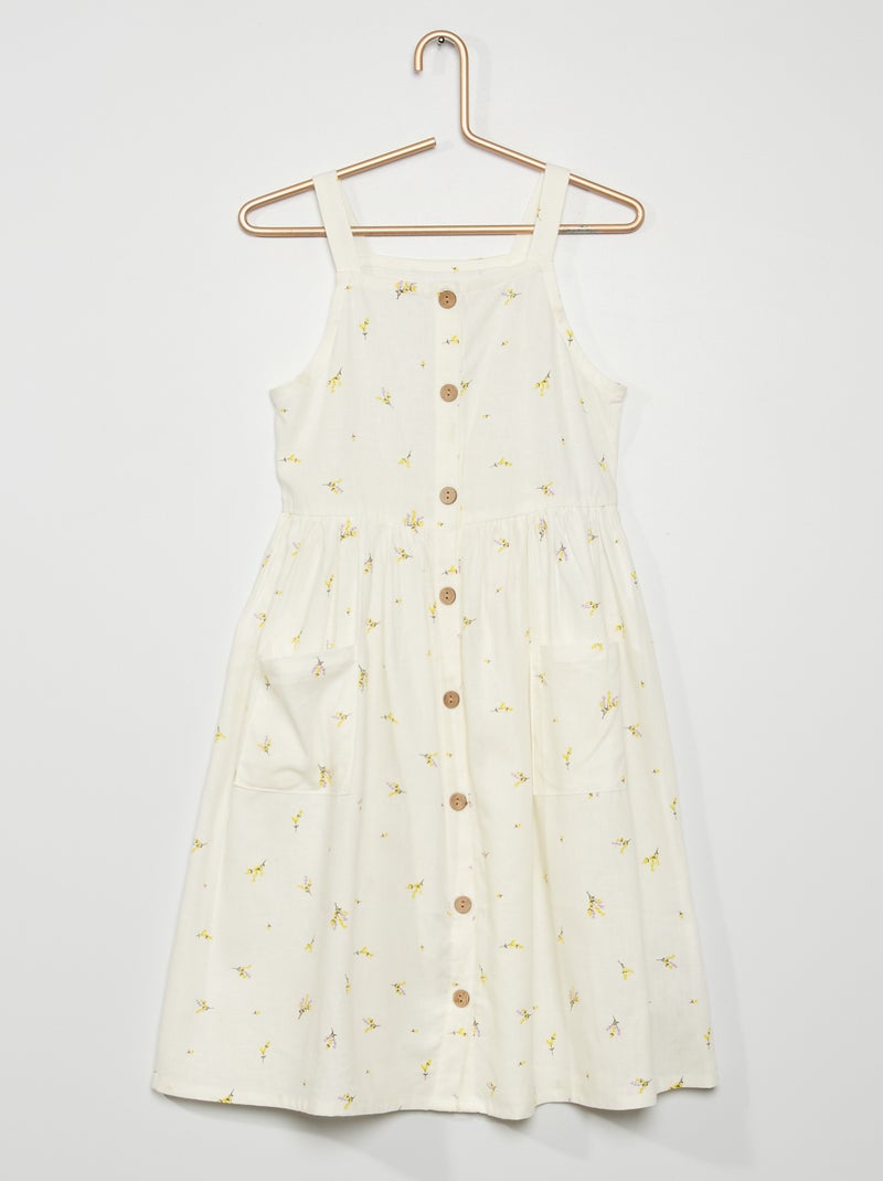 Vestido com botões e motivos BRANCO - Kiabi