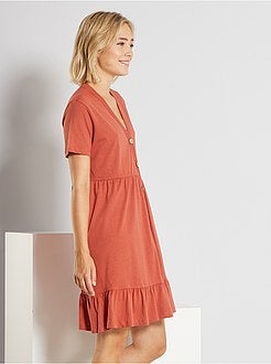 Vestido com botões em algodão 'JDY' - Kiabi