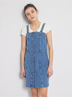 Vestido com botões em ganga - Kiabi