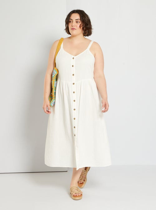 Vestido com botões em gaze de algodão - Kiabi