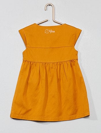 Menina 0-36 meses - Vestido com botões em toile suave - Kiabi