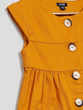 Menina 0-36 meses - Vestido com botões em toile suave - Kiabi