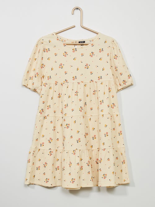 Vestido com camadas em malha gofrada - Kiabi