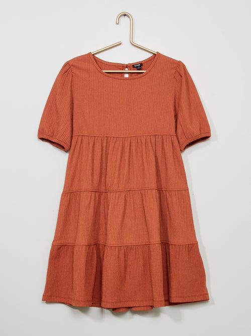 Vestido com camadas em malha gofrada - Kiabi