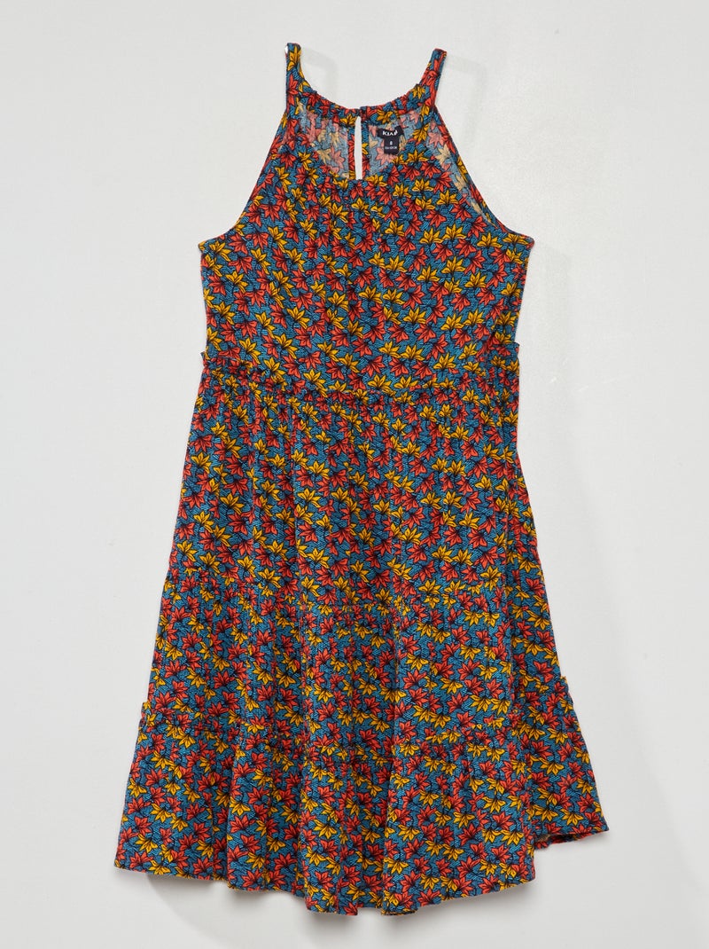 Vestido com camadas estampado wax LARANJA - Kiabi