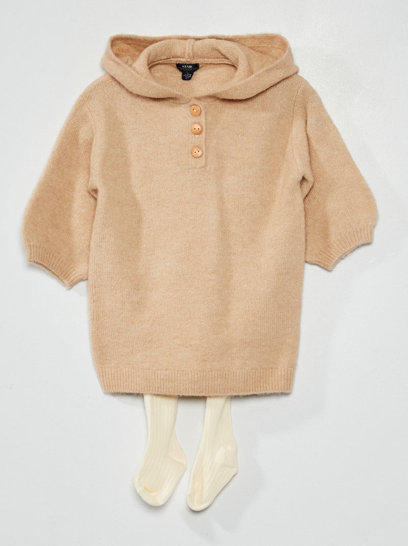 Vestido com capuz BEGE - Kiabi
