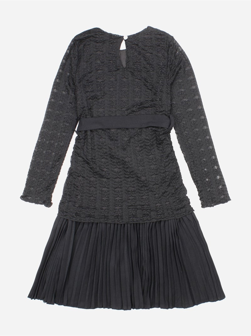 Vestido com cinto - Kids Star Preto - Kiabi