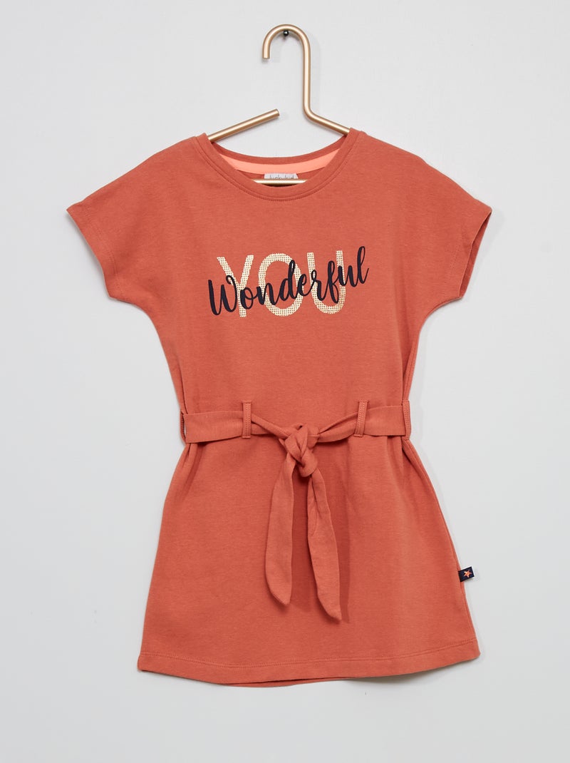 Vestido com cinto para atar Rosa - Kiabi