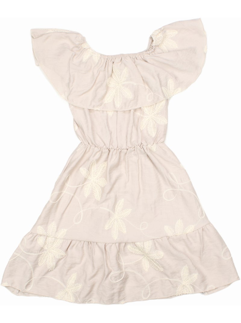 Vestido com cintura elástica - Kids Star Creme - Kiabi