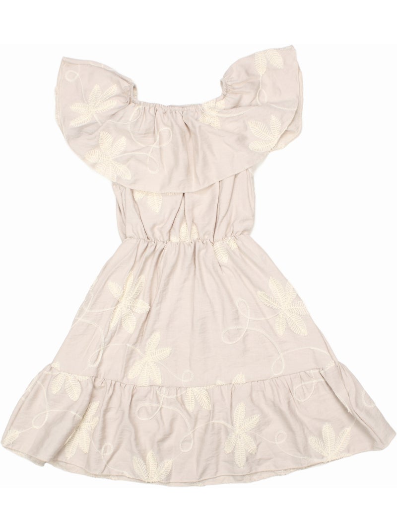 Vestido com cintura elástica - Kids Star Creme - Kiabi