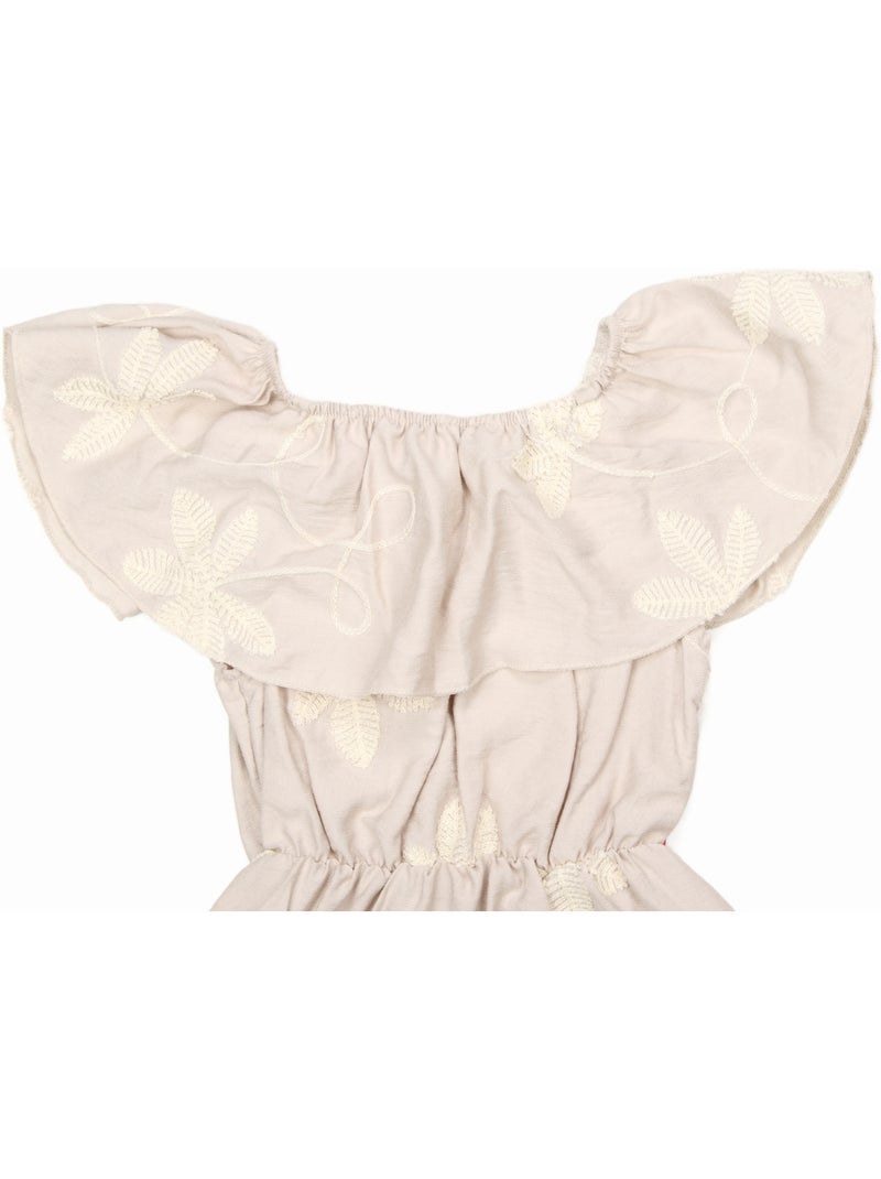 Vestido com cintura elástica - Kids Star Creme - Kiabi
