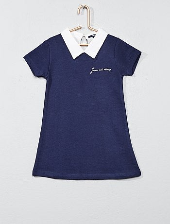 Menina 3-12 anos - Vestido com colarinho de camisa - Kiabi