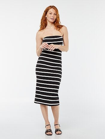 Vestido com corpete nervurado