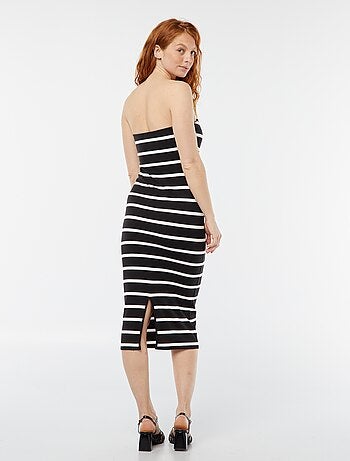 Vestido com corpete nervurado