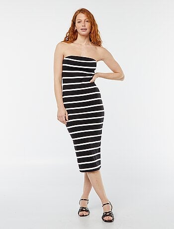 Vestido com corpete nervurado