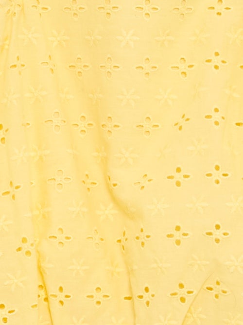 Vestido com corte balão e bordados ingleses - Kiabi