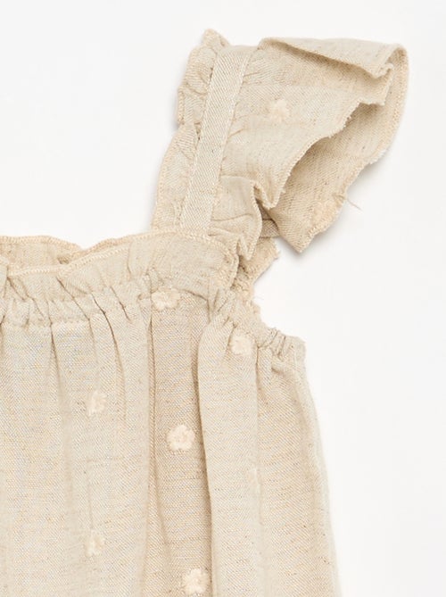 Vestido com corte balão e bordados ingleses - Kiabi